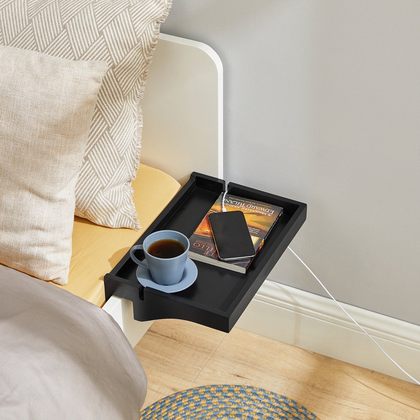 SoBuy Vassoio da letto comodino in bambù 36x25x8cm NKD01-SCH