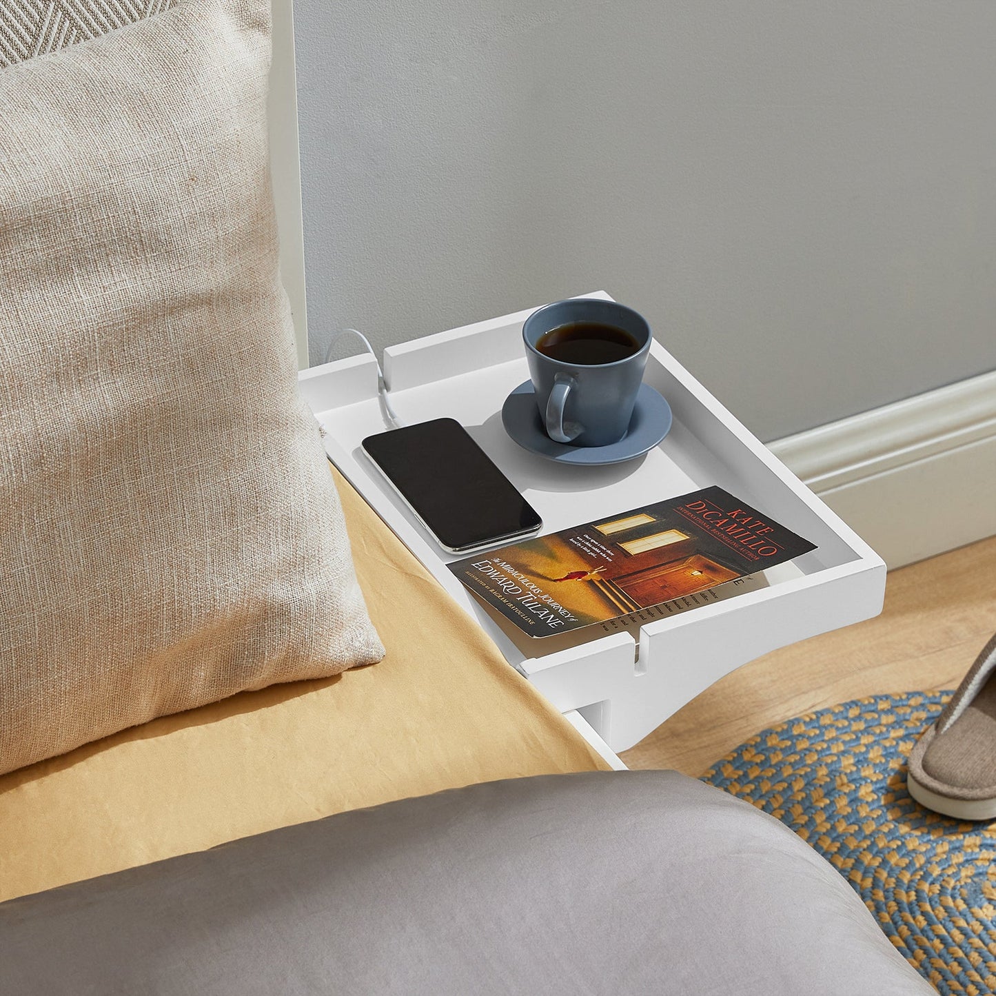 SoBuy Vassoio da letto comodino in bambù 36x25x8cm NKD01-W