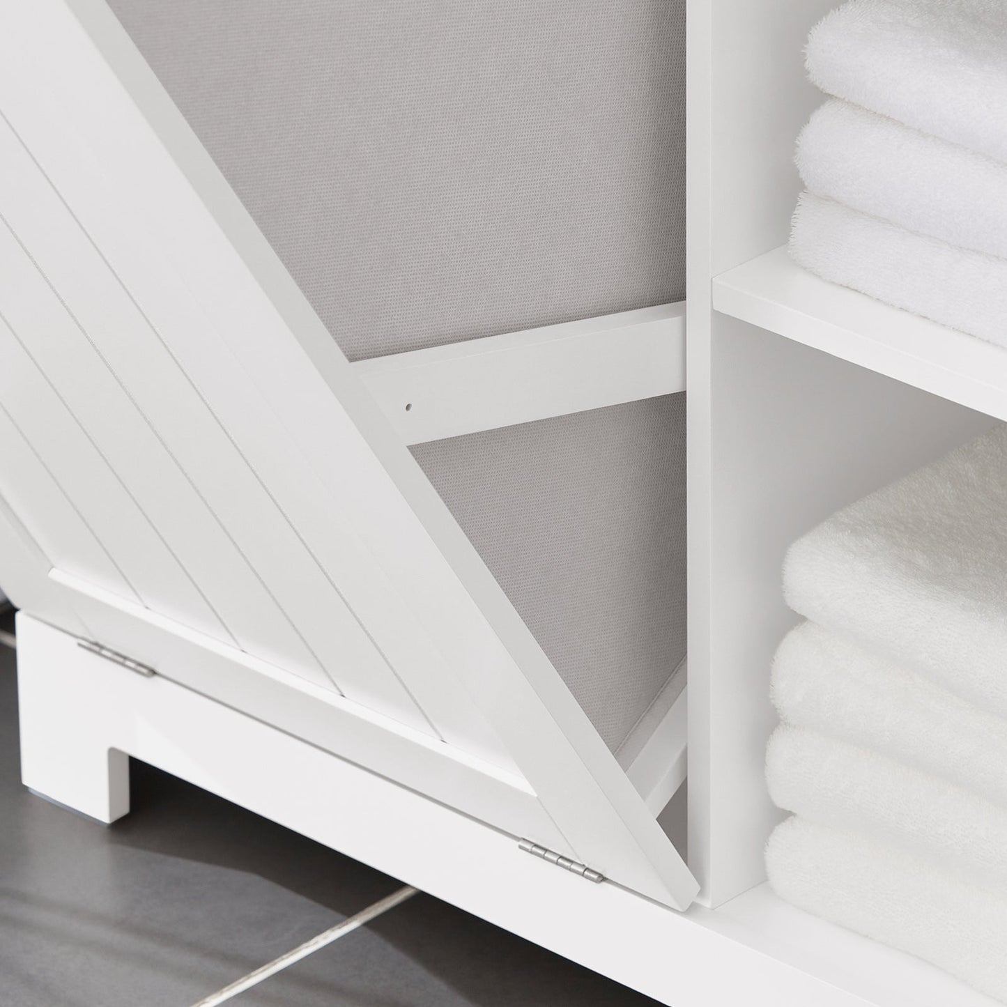 SoBuy BZR104-W Colonna Bagno con Cesto per Linge Mobile Rangemento Alto Armadio Bagno con 6 Ripiani e 2 Cassetti Mobiletto Salvaspazio Bianco 60x37x171 cm 