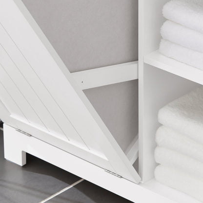 SoBuy BZR104-W Colonna Bagno con Cesto per Linge Mobile Rangemento Alto Armadio Bagno con 6 Ripiani e 2 Cassetti Mobiletto Salvaspazio Bianco 60x37x171 cm 