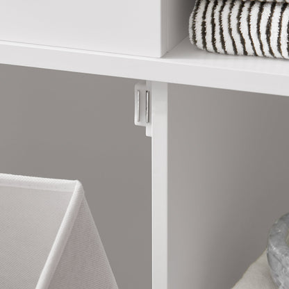 SoBuy BZR104-W Colonna Bagno con Cesto per Linge Mobile Rangemento Alto Armadio Bagno con 6 Ripiani e 2 Cassetti Mobiletto Salvaspazio Bianco 60x37x171 cm 