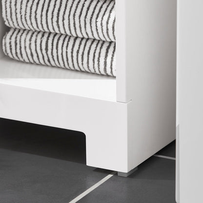 SoBuy BZR105-W Armadietto da Bagno con Cesti per Biancheria – Mobile Basso da Bagno con Cesto a Ribalta e 3 Ripiani, Portabiancheria, Legno, Bianco, 60x37x86 cm