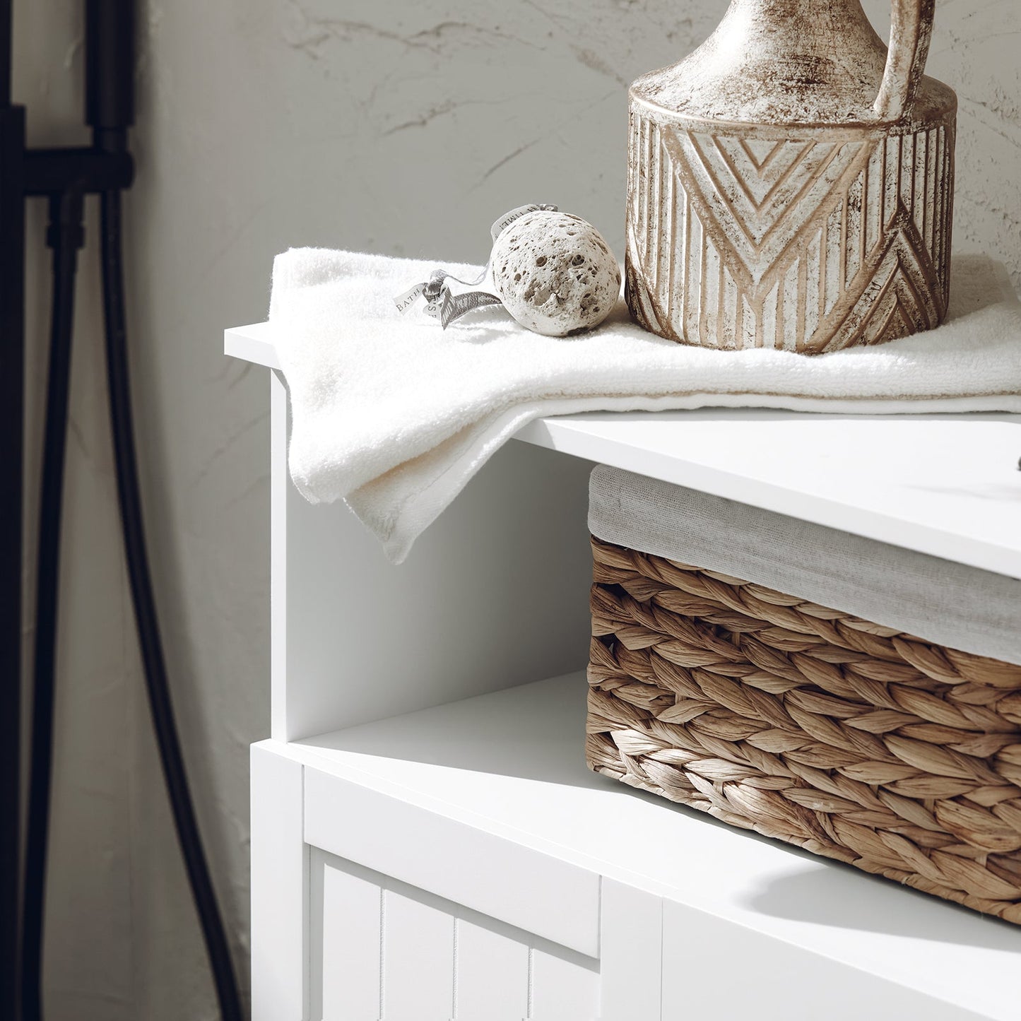 SoBuy BZR107-W Mobile da Bagno, Mezza Colonna, Mobile Basso, Armadietto WC, Credenza