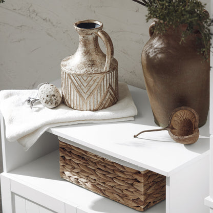 SoBuy BZR107-W Mobile da Bagno, Mezza Colonna, Mobile Basso, Armadietto WC, Credenza