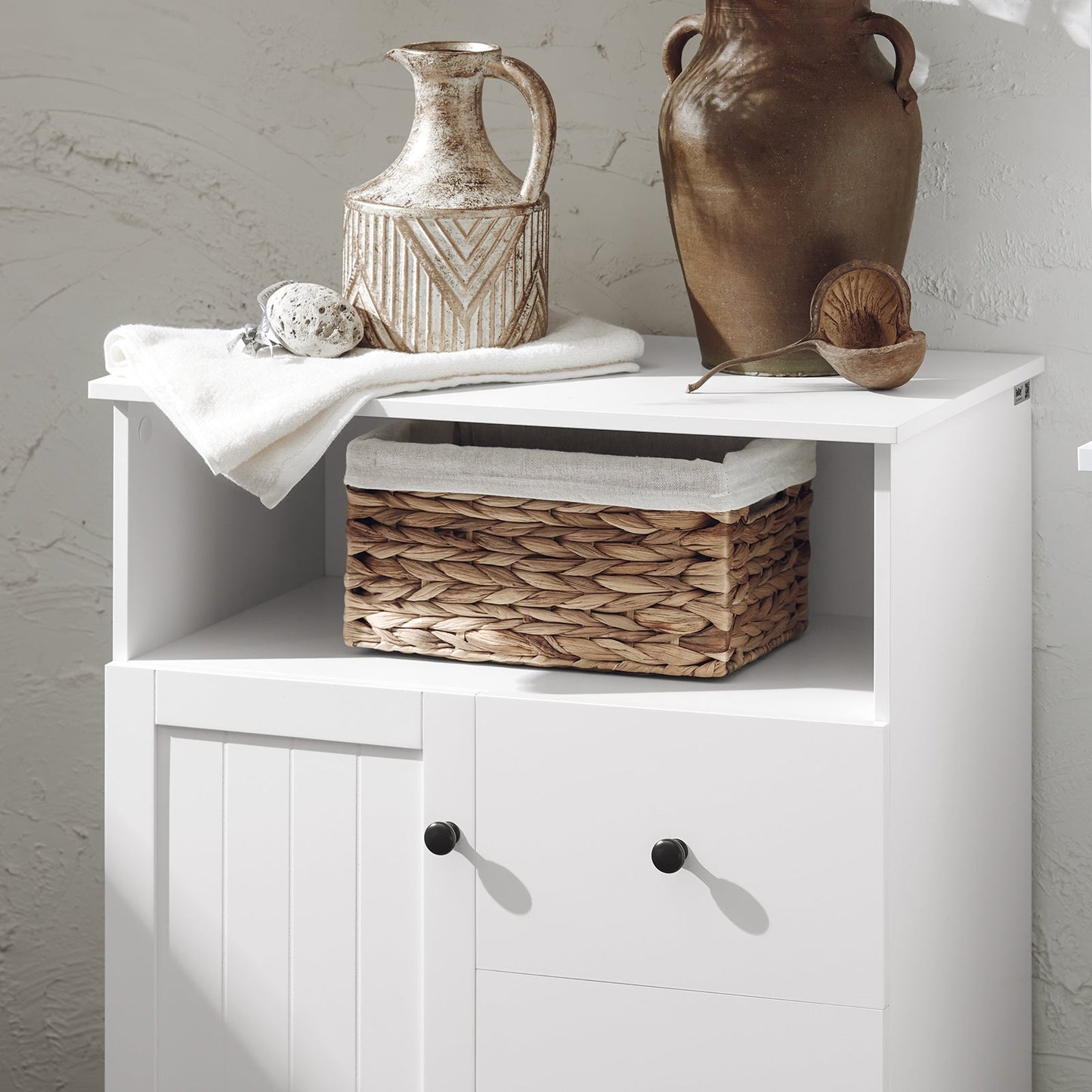 SoBuy BZR107-W Mobile da Bagno, Mezza Colonna, Mobile Basso, Armadietto WC, Credenza