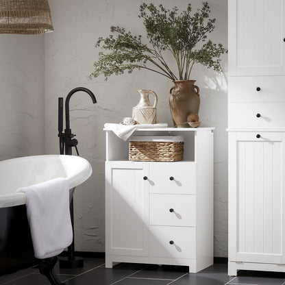 SoBuy BZR107-W Mobile da Bagno, Mezza Colonna, Mobile Basso, Armadietto WC, Credenza