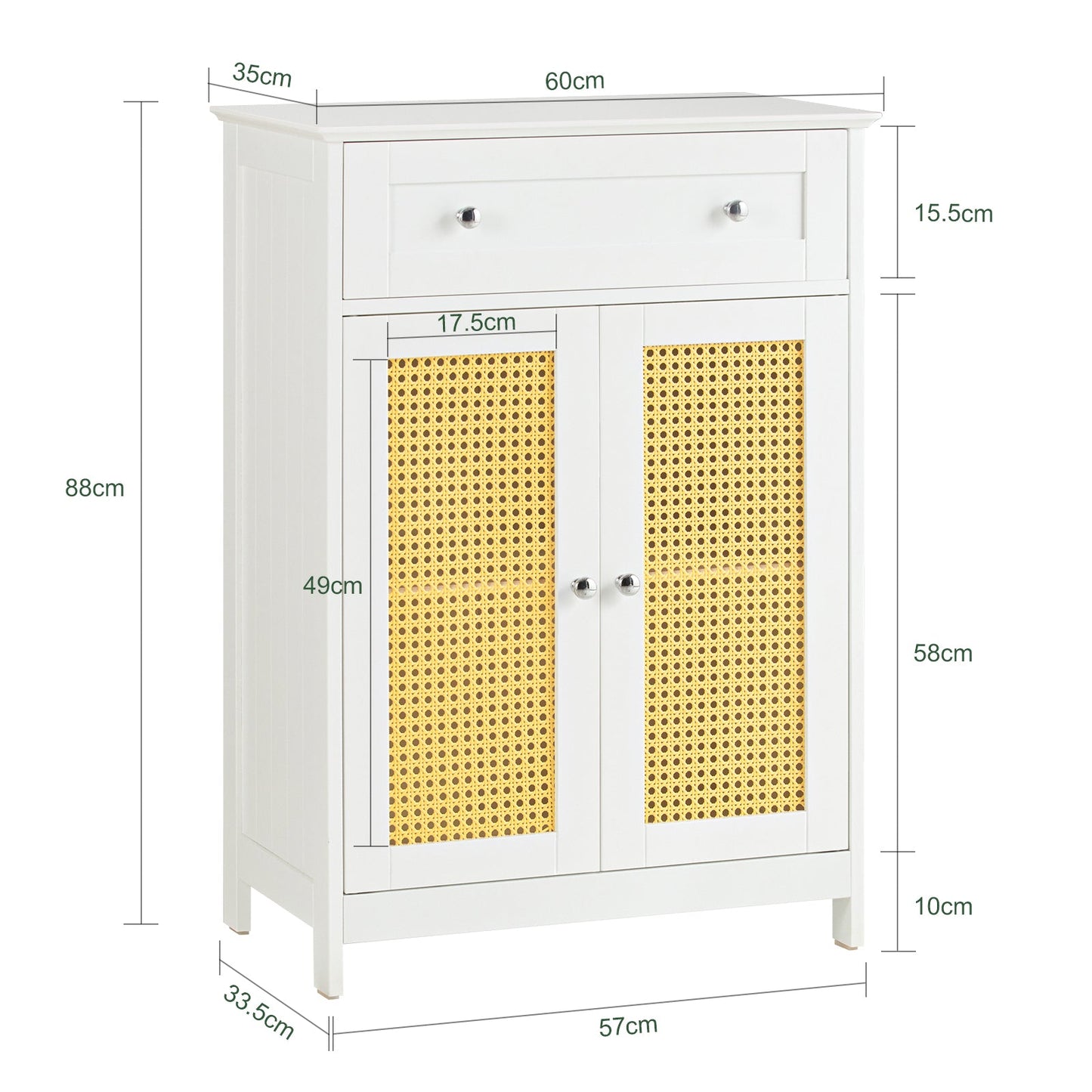 SoBuy Cassettiera Mobiletto in rattan 60x35x88cm BZR120-W