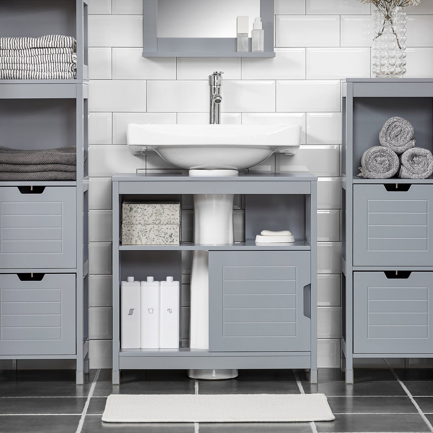 SoBuy Mobile sottolavabo con ante scorrevoli 60x30x60cm FRG128-II-SG