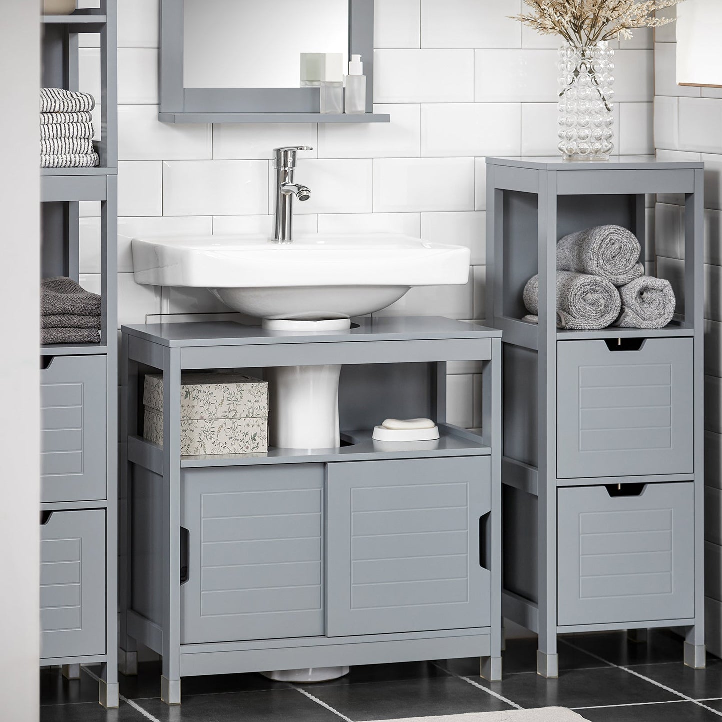 SoBuy Mobile sottolavabo con ante scorrevoli 60x30x60cm FRG128-II-SG