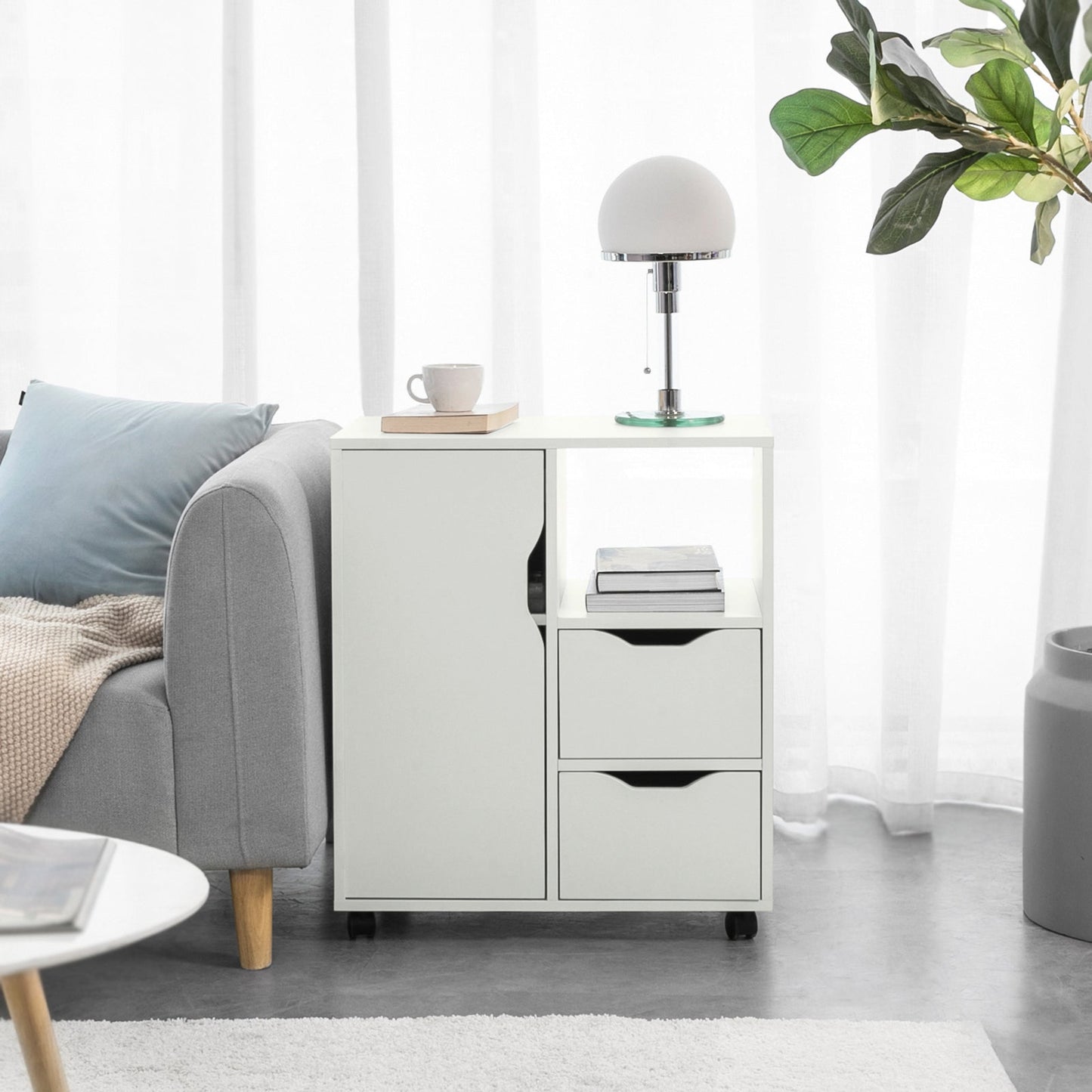 SoAcquista Tavolino con ruote 60x35x70cm FBT105-W