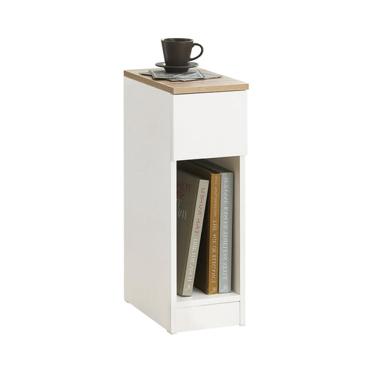 SoBuy FBT111-WN Comodino con cassetto stretto Tavolino divano Tavolino comodino Bianco 20x35x60 cm 