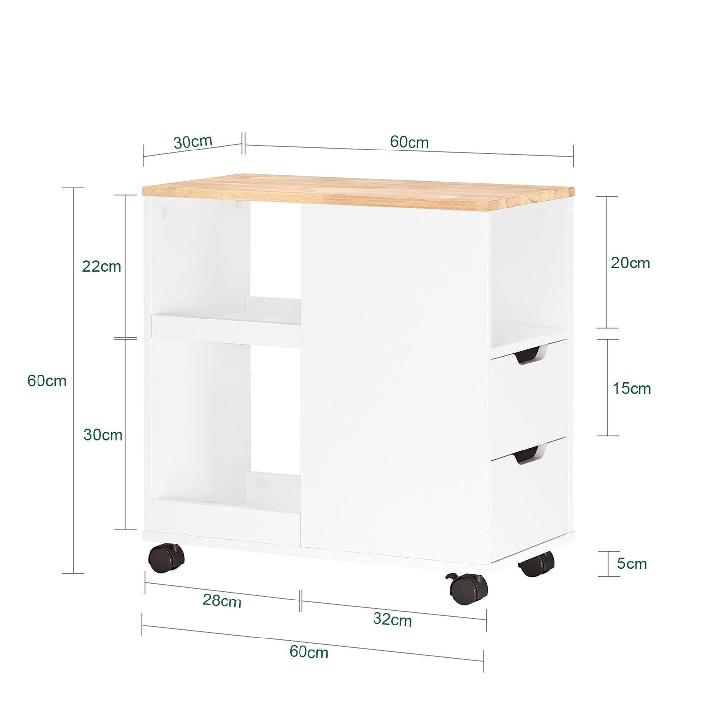 QuindiAcquista Tavolino 60x30x60cm FBT130-WN