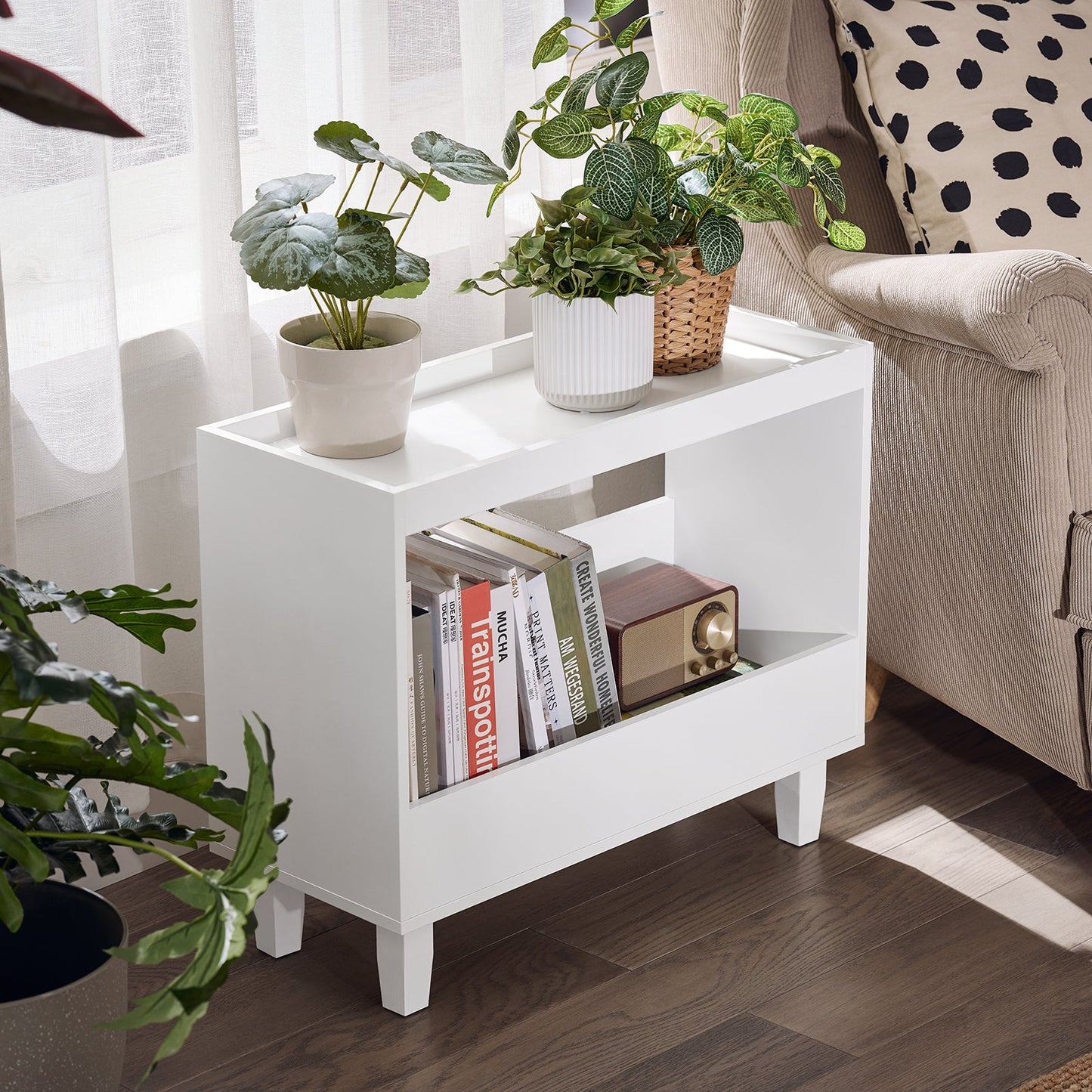 SoBuy Tavolino Bianco 60x25x50 cm FBT147-W