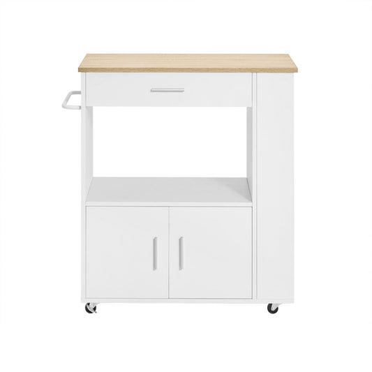 SoBuy FKW113‑WN Cucina Mobile Salvaspazio Credenza Cucina Carrello Cucina con Ruote Mobiletto Cucina Dispensa Madia Cucina Mobile Cucina con Ripiani Bianco 82x46x88 cm 