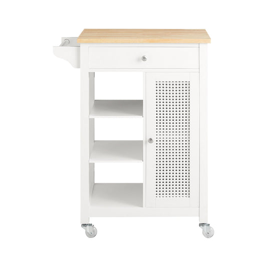 SoBuy FKW46-II-WN Carrello cucina con cassetti Credenza cucina con ruote moderno Mobiletto cucina salvaspazio piano lavoro in legno L67.5*P40*A87 cm bianco
