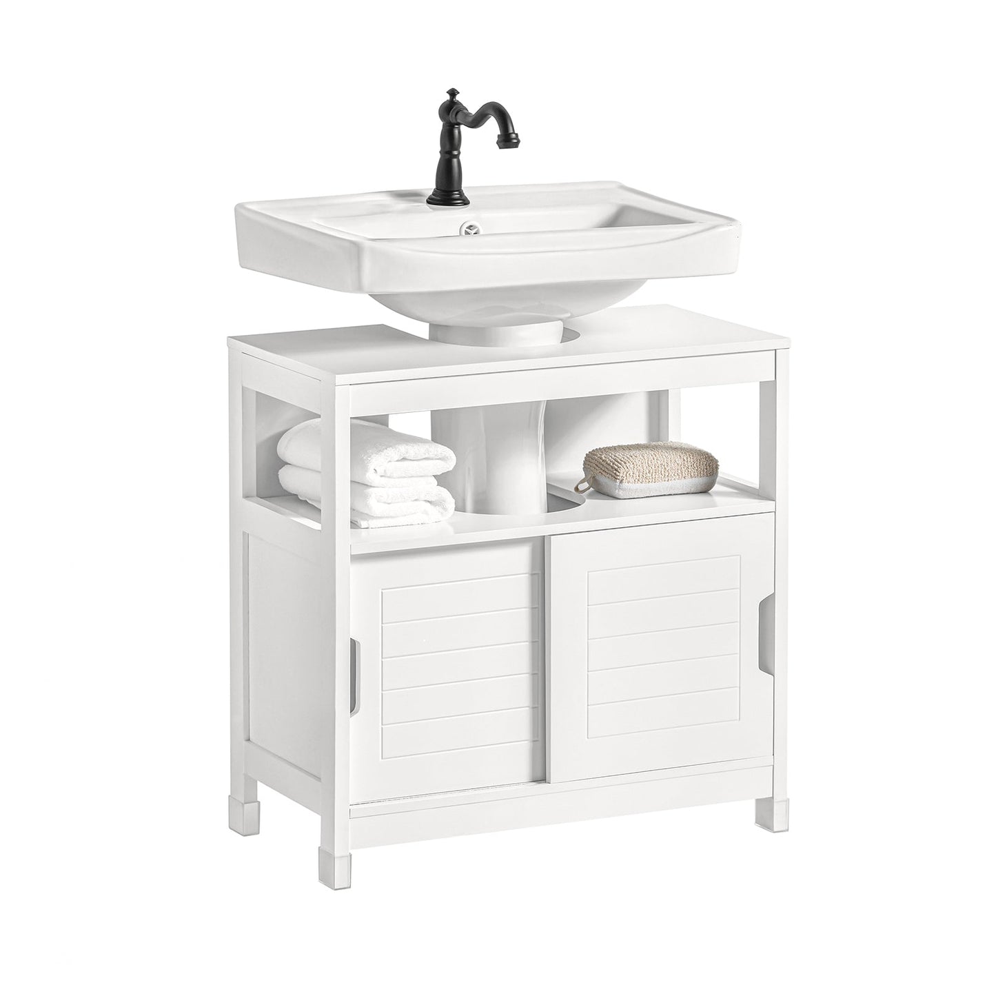 SoBuy Mobile sottolavabo con ante scorrevoli 60x30x60cm FRG128-II-W