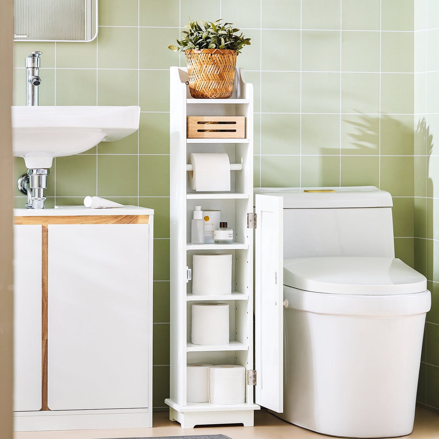 SoBuy Portarotolo salvaspazio 23x20x100cm FRG177-W