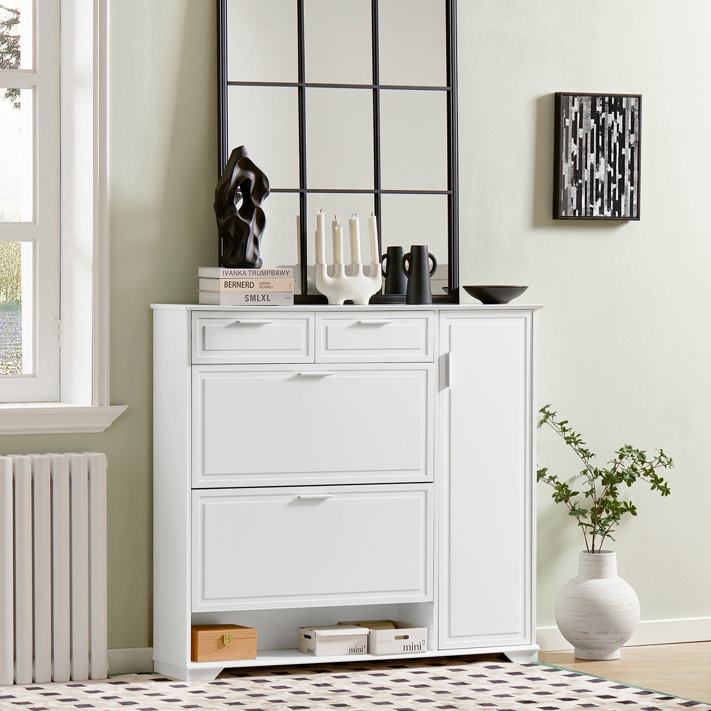 SoBuy Scarpiera con armadietto 120x26x111cm FSR104-W