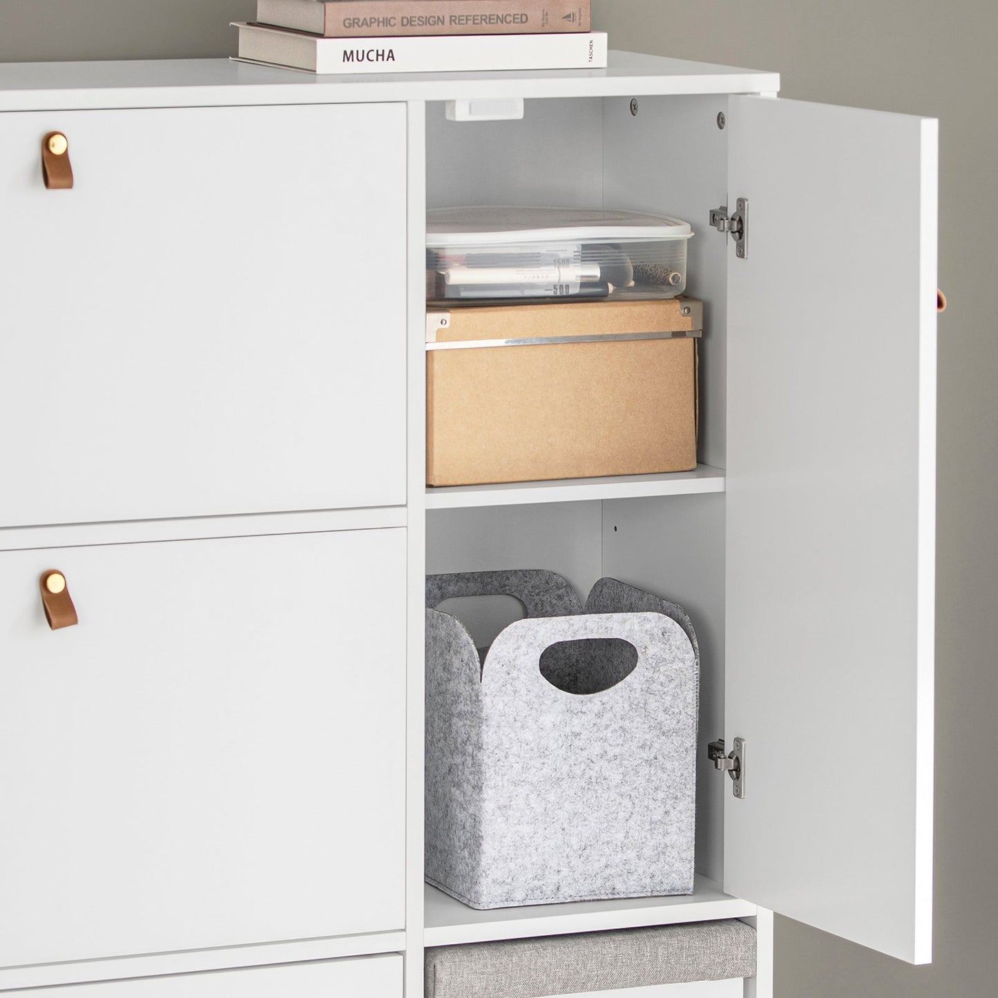 SoBuy Scarpiera con sgabello 95x30x113cm FSR107-W