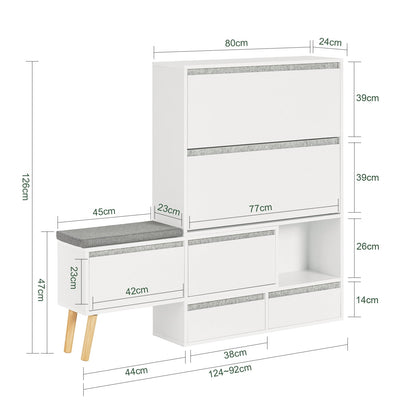 SoBuy Scarpiera ribaltabile con sedile 124x24x126cm FSR134-W