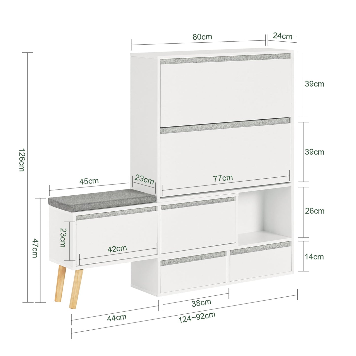 SoBuy Scarpiera ribaltabile con sedile 124x24x126cm FSR134-W