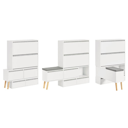 SoBuy Scarpiera ribaltabile con sedile 124x24x126cm FSR134-W