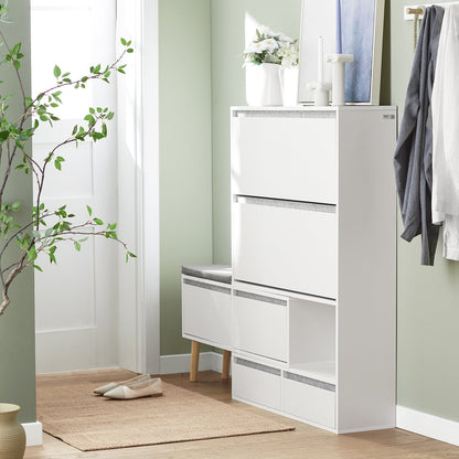 SoBuy Scarpiera ribaltabile con sedile 124x24x126cm FSR134-W