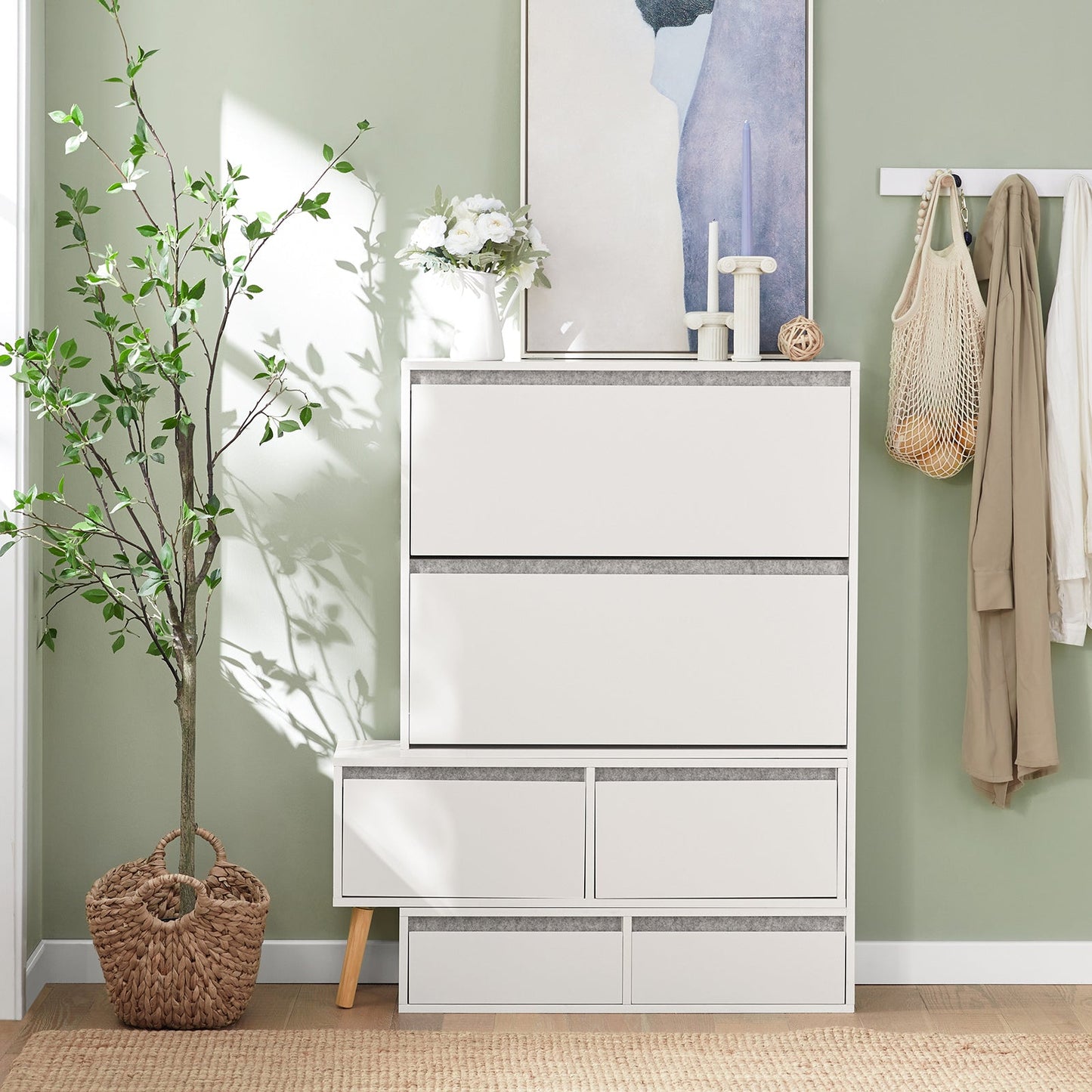 SoBuy Scarpiera ribaltabile con sedile 124x24x126cm FSR134-W