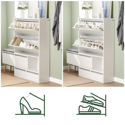 SoBuy Scarpiera ribaltabile con sedile 124x24x126cm FSR134-W