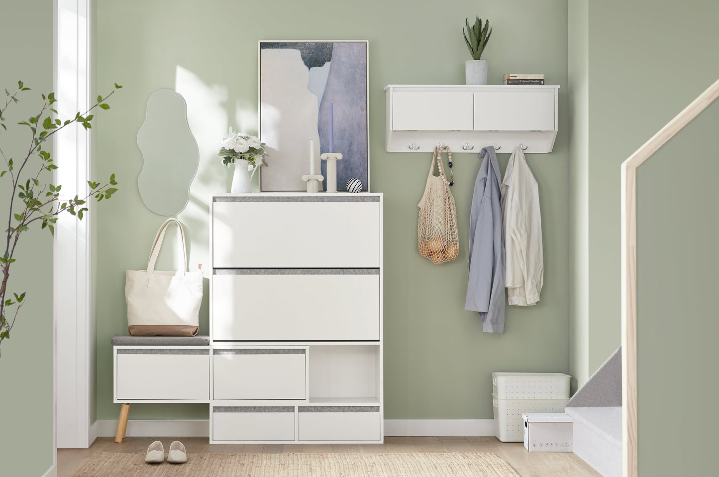 SoBuy Scarpiera ribaltabile con sedile 124x24x126cm FSR134-W