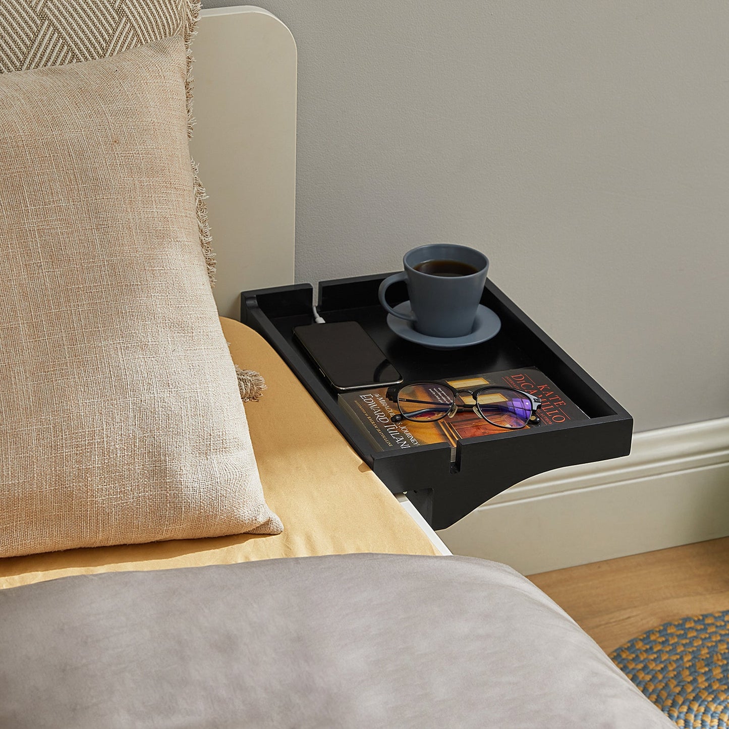 SoBuy Vassoio da letto comodino in bambù 36x25x8cm NKD01-SCH