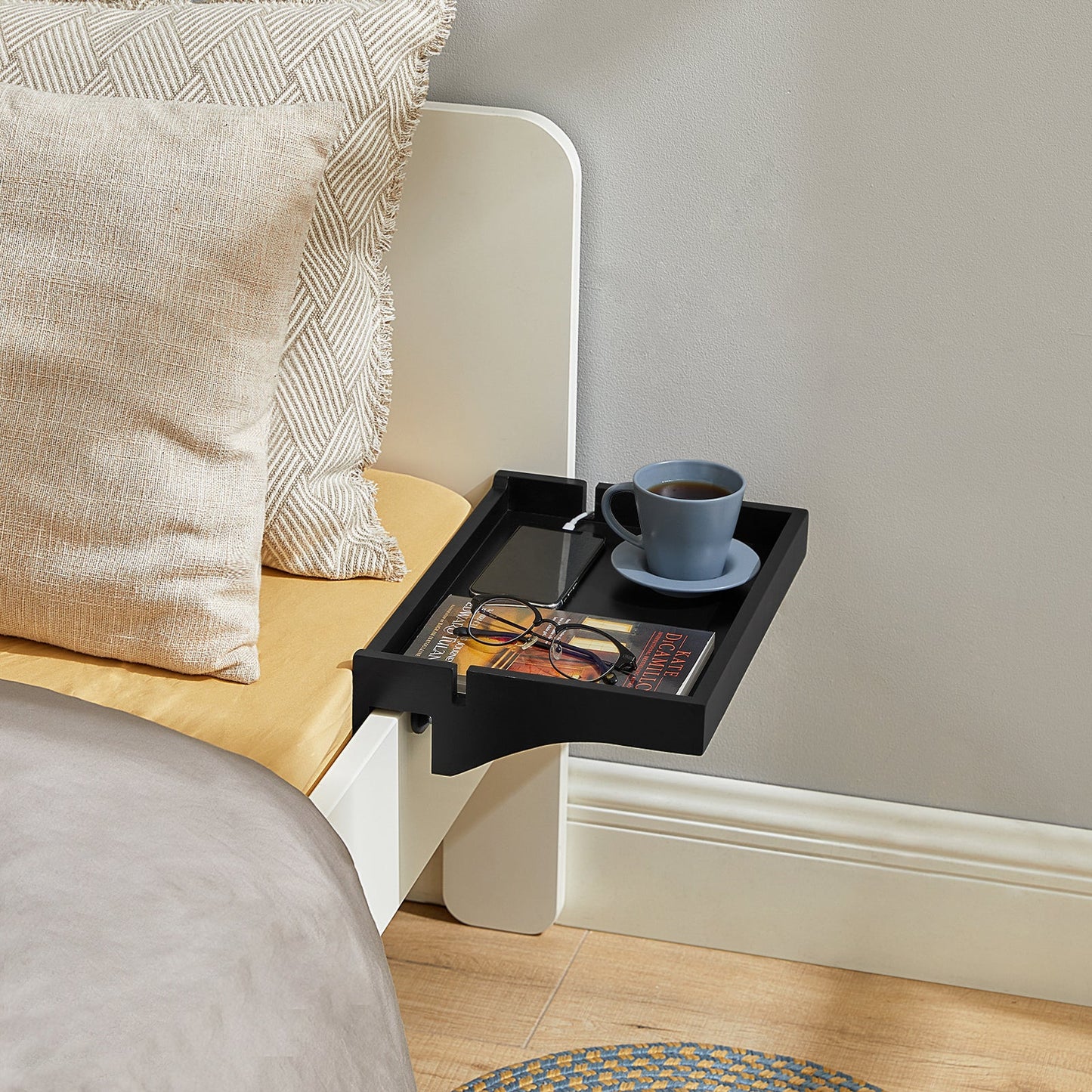 SoBuy Vassoio da letto comodino in bambù 36x25x8cm NKD01-SCH