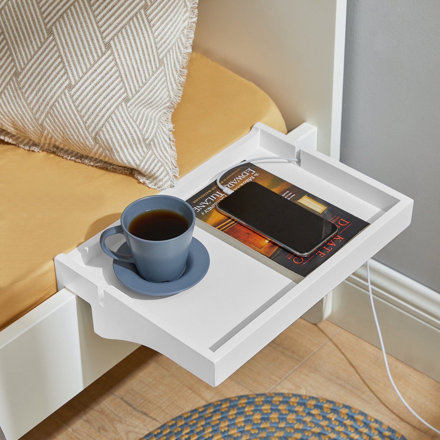 SoBuy Vassoio da letto comodino in bambù 36x25x8cm NKD01-W