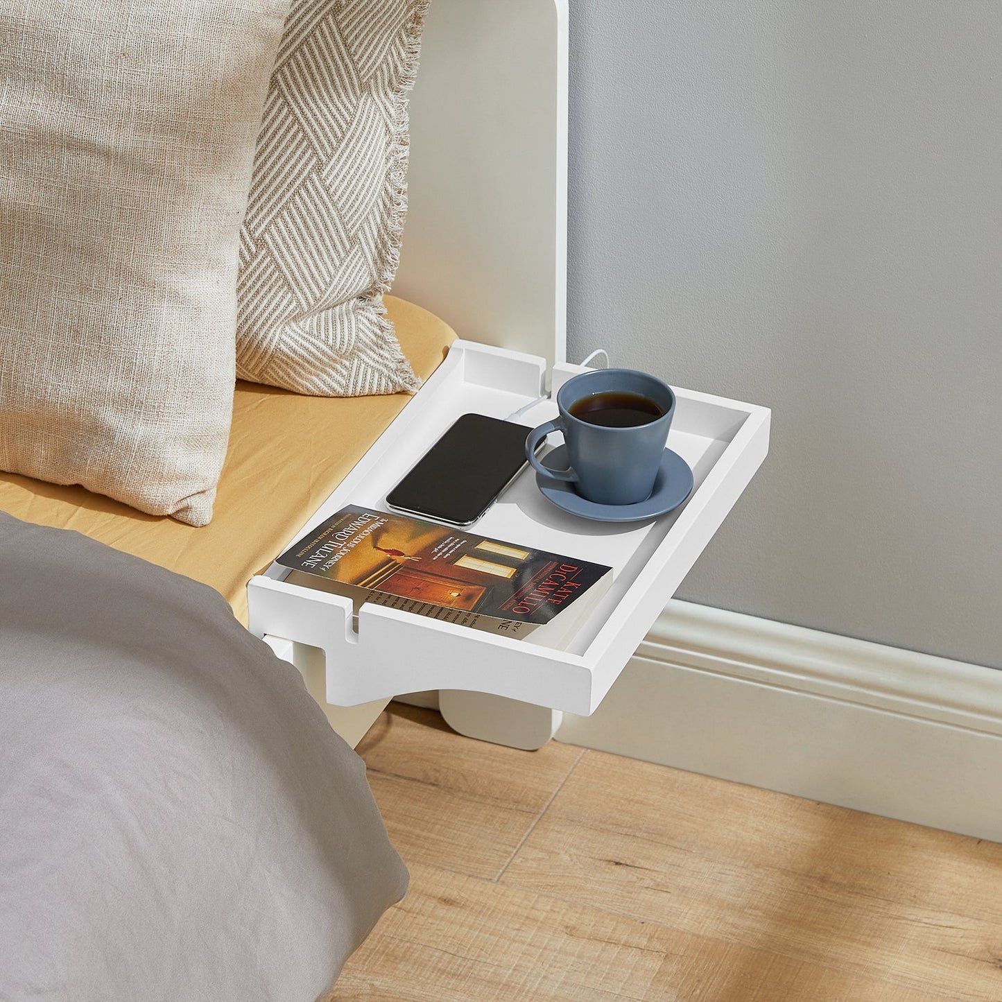 SoBuy Vassoio da letto comodino in bambù 36x25x8cm NKD01-W